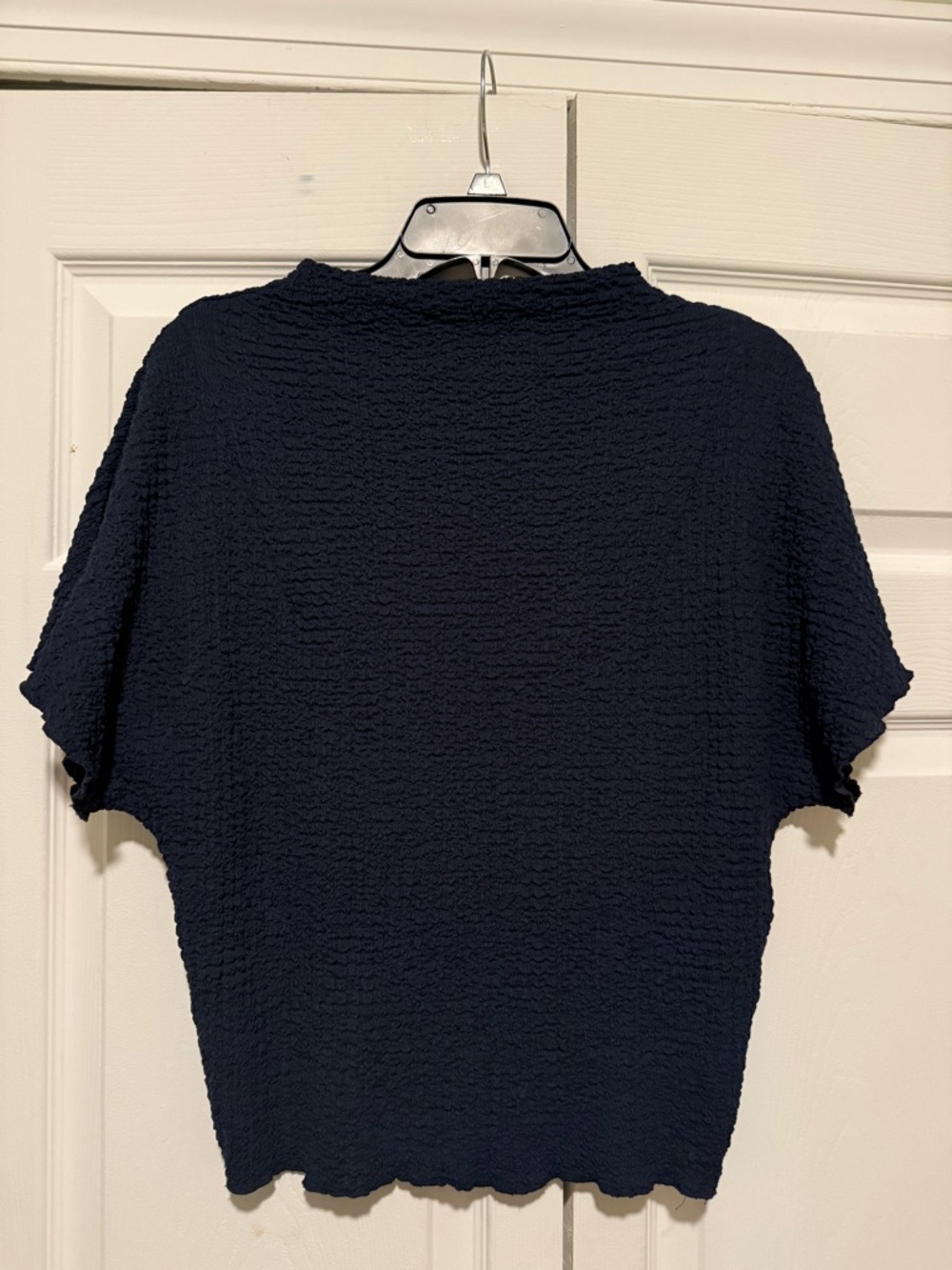 Zara Navy Textured Short Sleeve Boxy Tee S - Picture 3 of 9